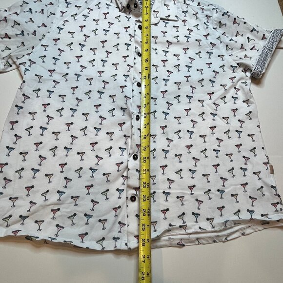 Stone Rose Margarita Graphic Print Short Sleeve Button Up Shirt SZ XL TG Polo - Picture 8 of 16